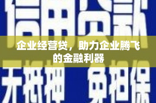 宣州企业经营贷，助力企业腾飞的金融利器